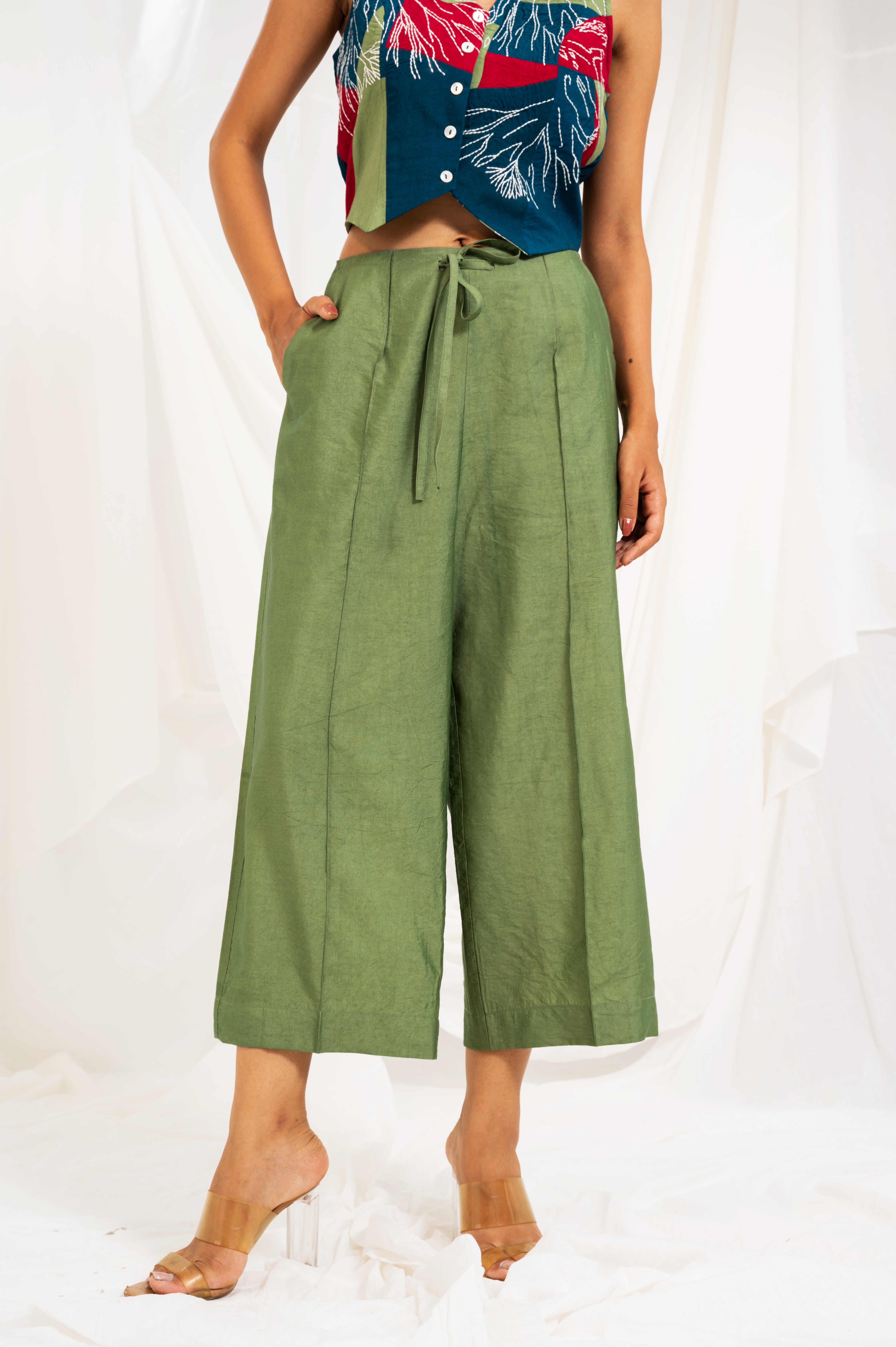 Short Length Culottes - Moss Green