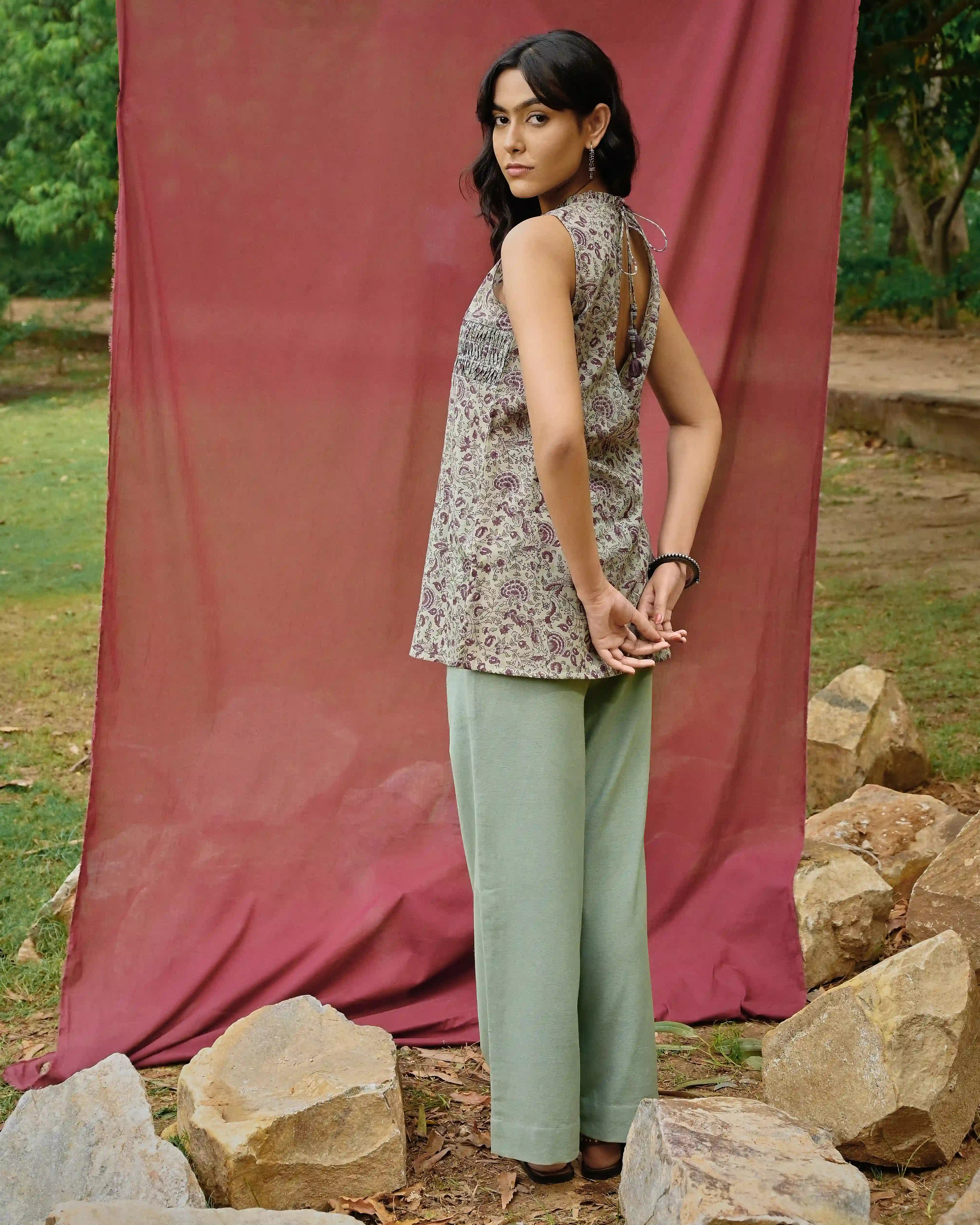 Straight Fit Trousers - Teal