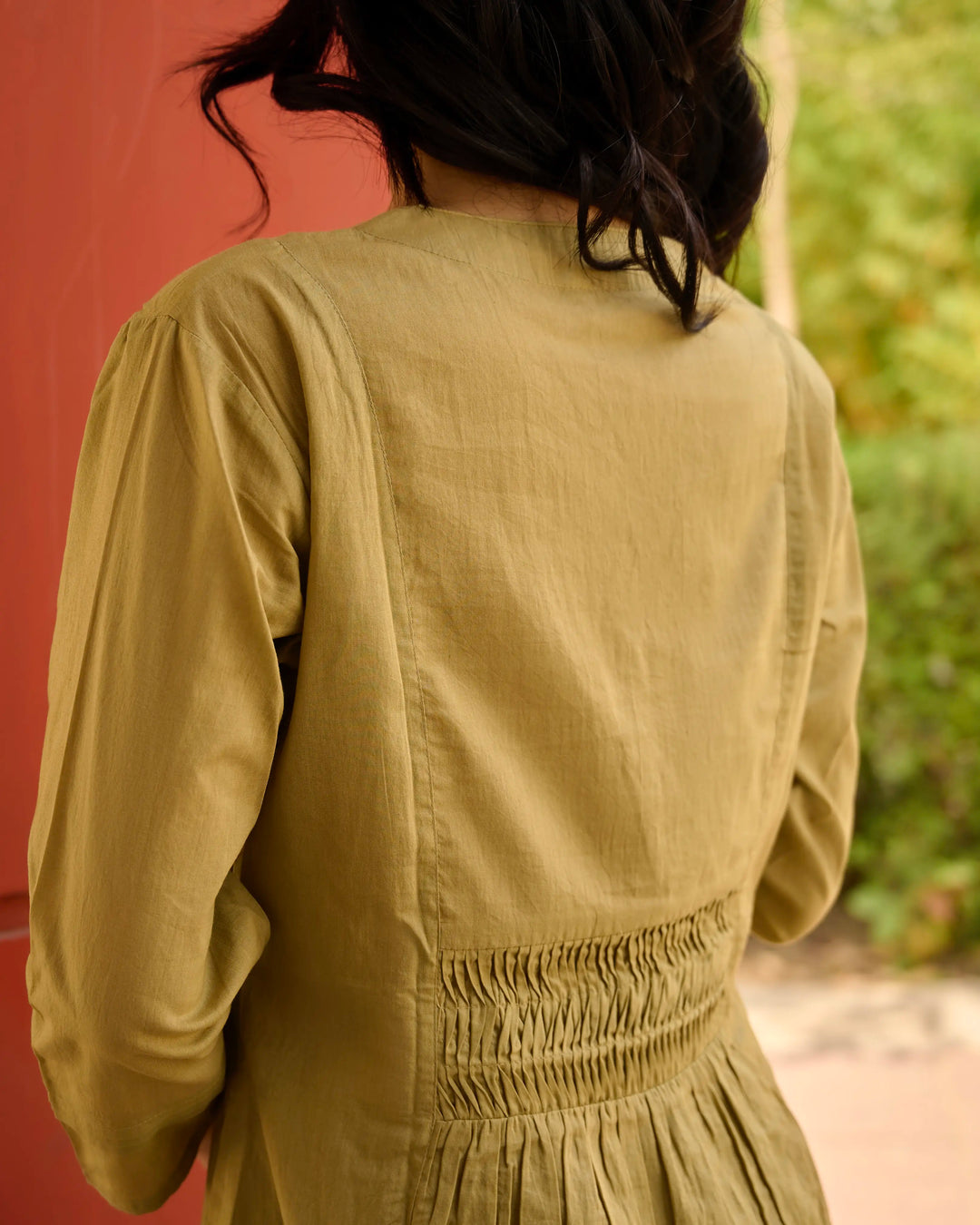 Slit Button Up Kurta - Green