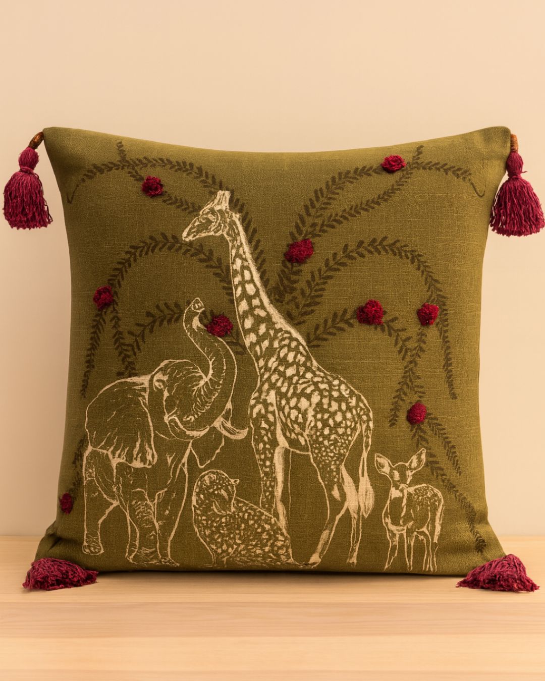 Vanya - Printed Cushion Cover - Green