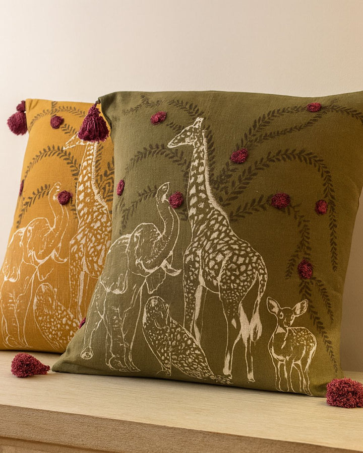 Vanya - Printed Cushion Cover - Green