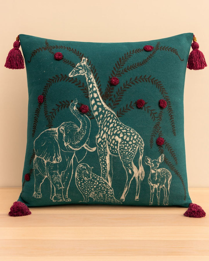Vanya - Printed Cushion Cover - Teal