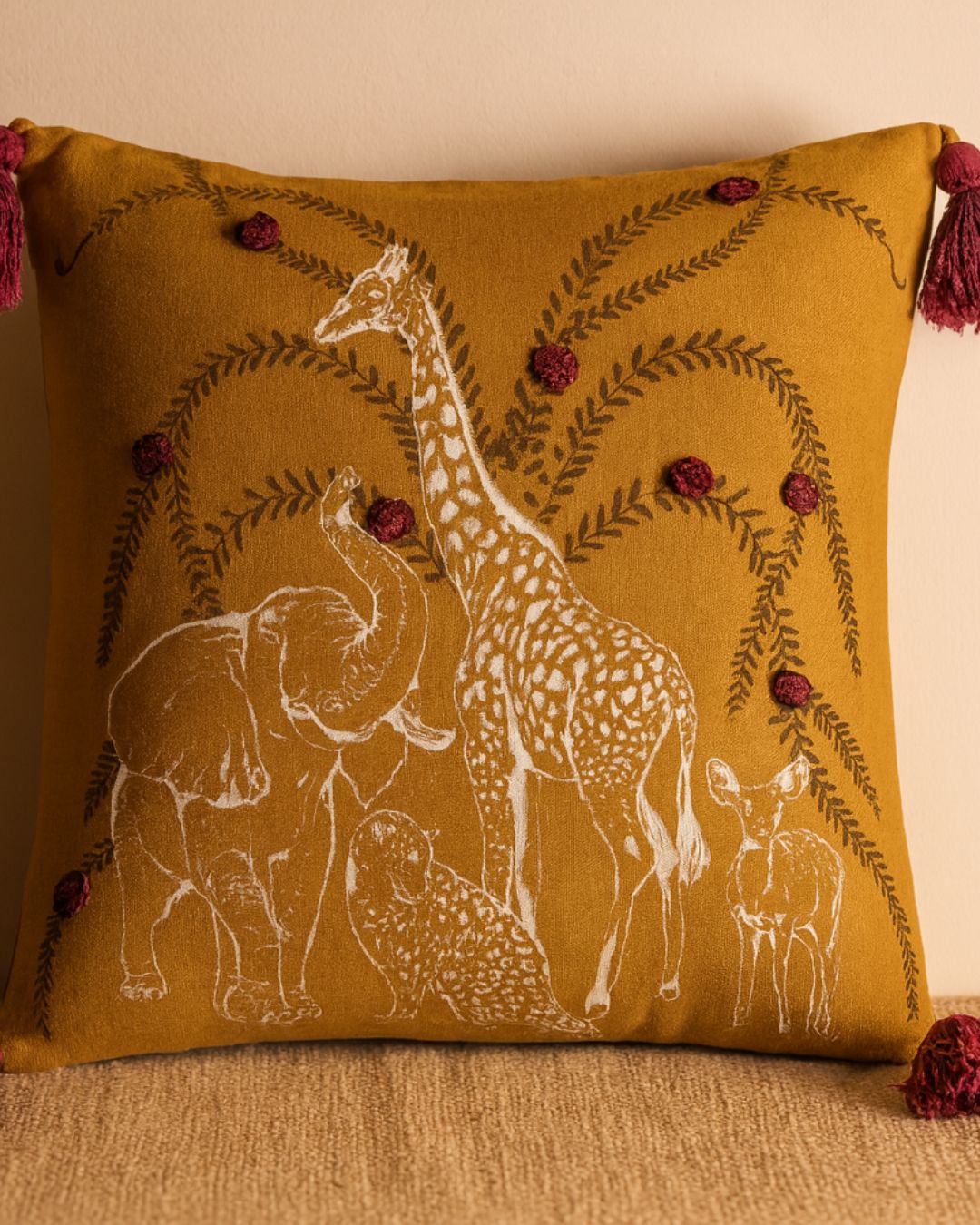 Vanya - Printed Cushion Cover - Yellow