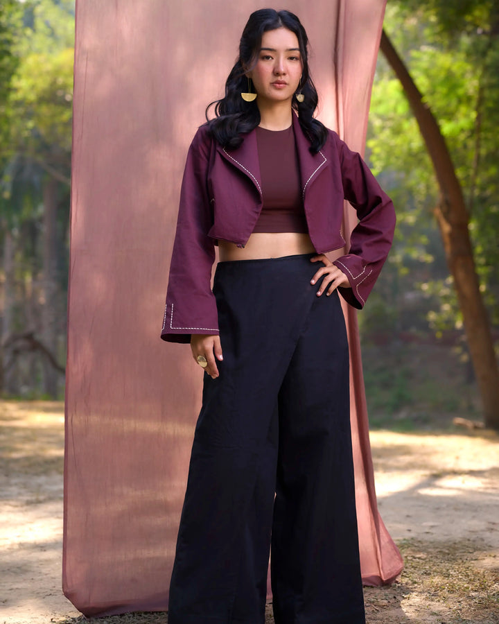 Asymmetrical Flap Trousers - Black