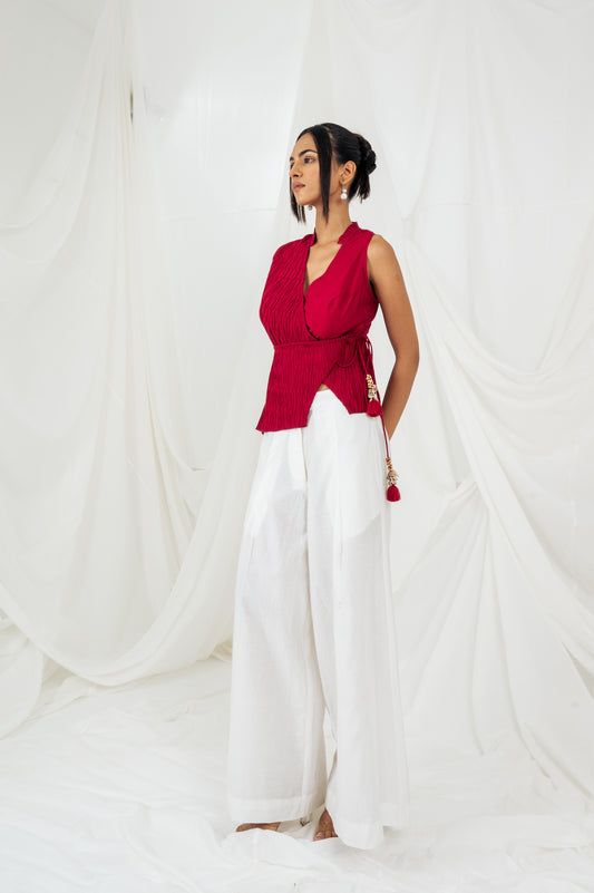 White wide leg trousers