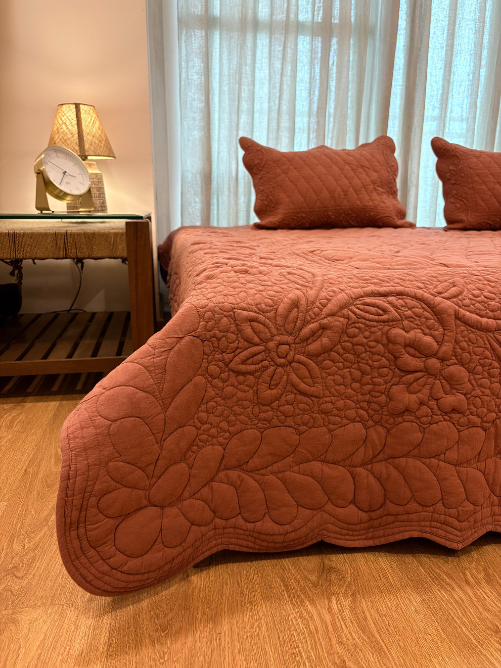 Meher - Trapunto Quilt - Rust