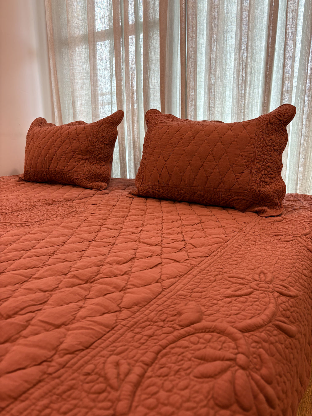 Meher - Trapunto Quilt - Rust