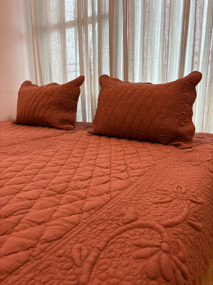 Meher - Trapunto Quilt - Rust