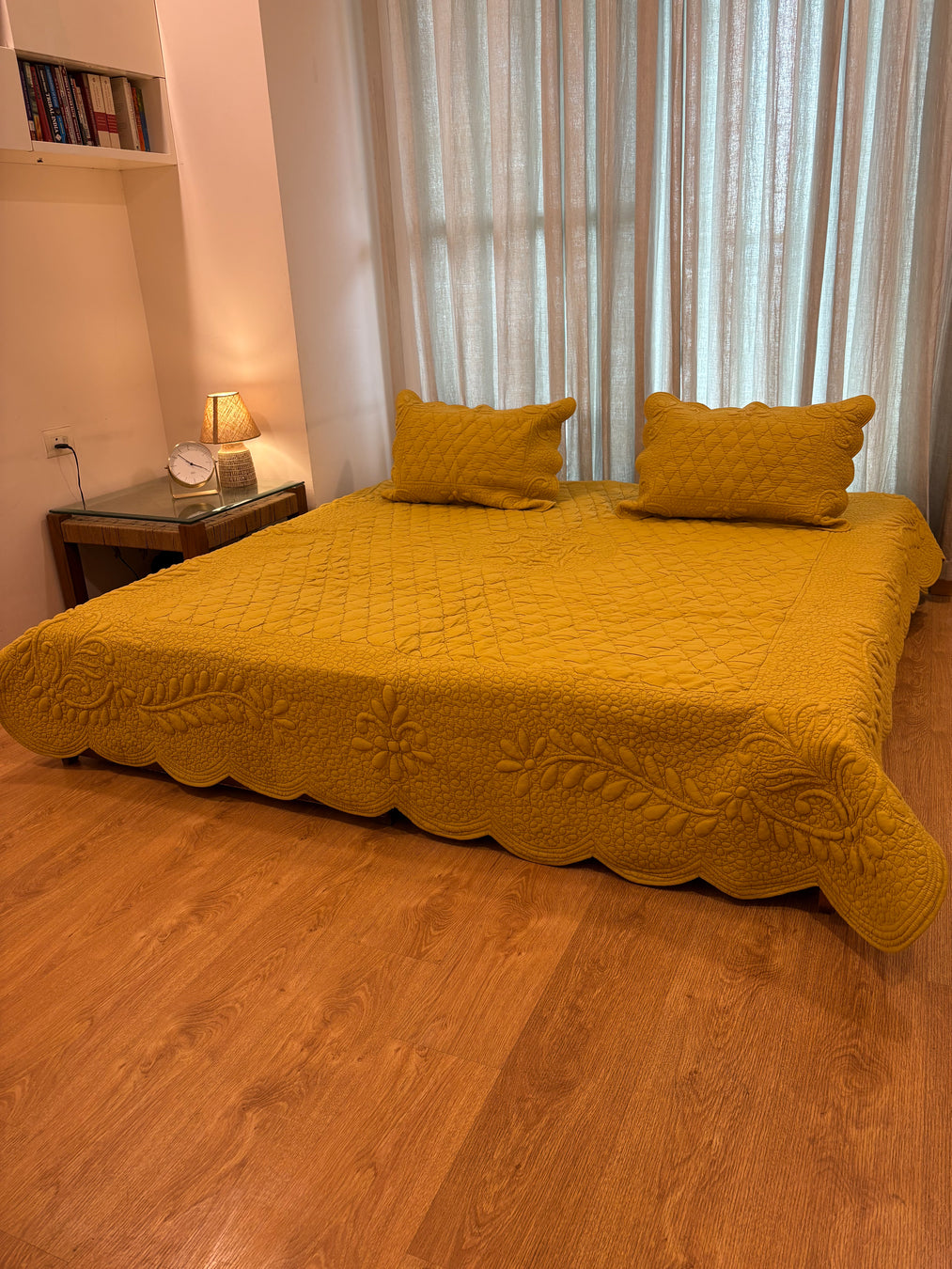 Meher - Trapunto Quilt - Yellow