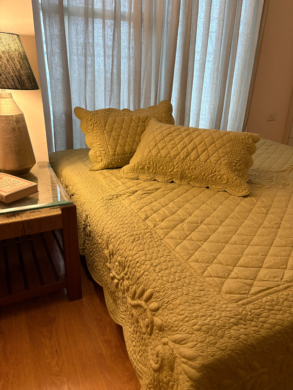 Meher - Trapunto Quilt - Green