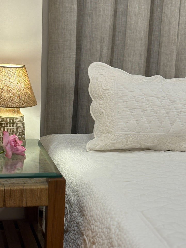 Meher - Trapunto Quilt - White