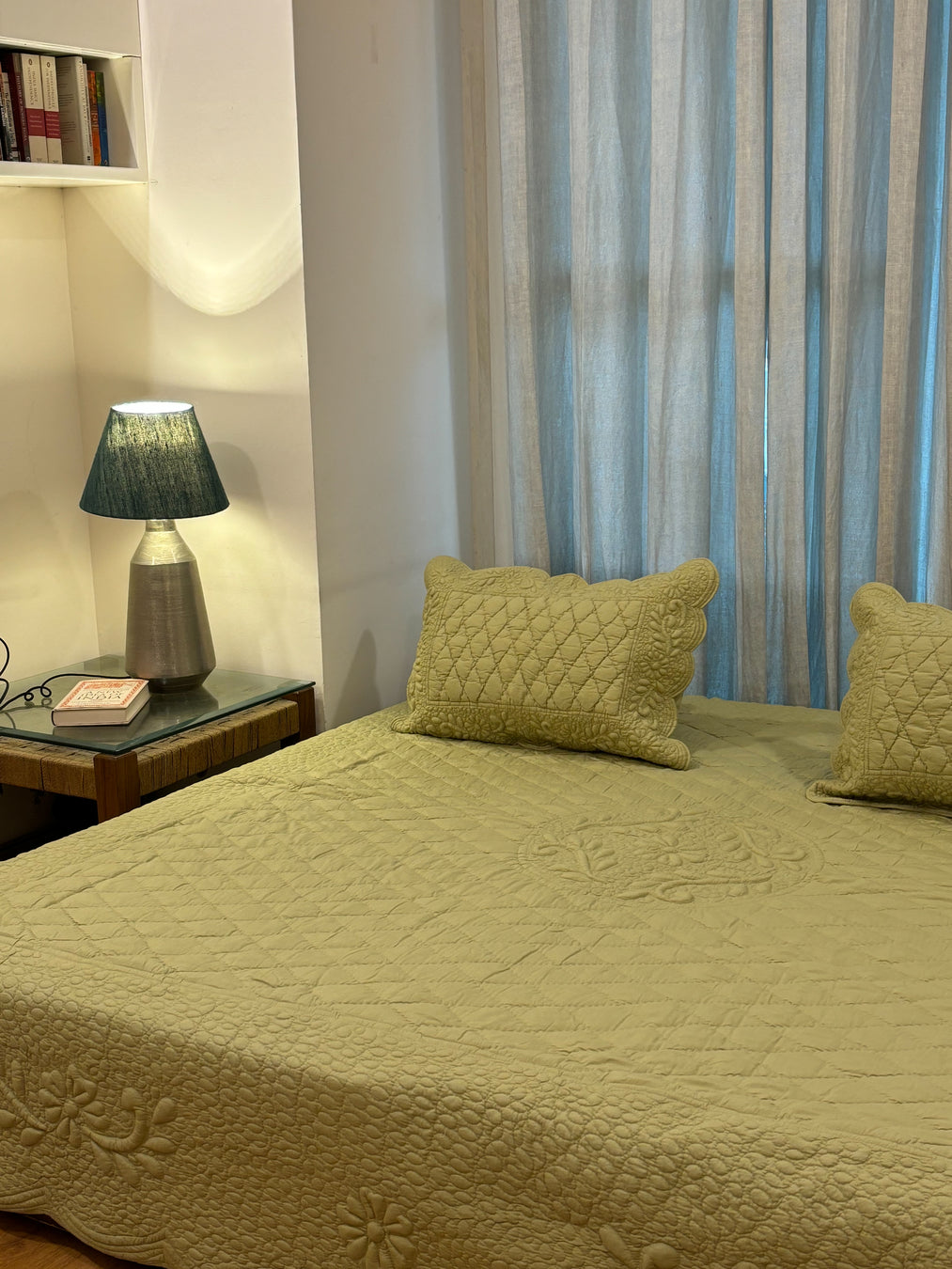 Meher - Trapunto Quilt - Green