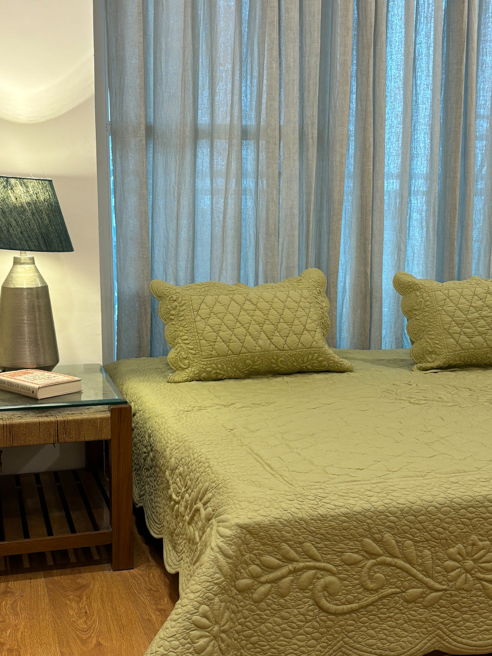 Meher - Trapunto Quilt - Green