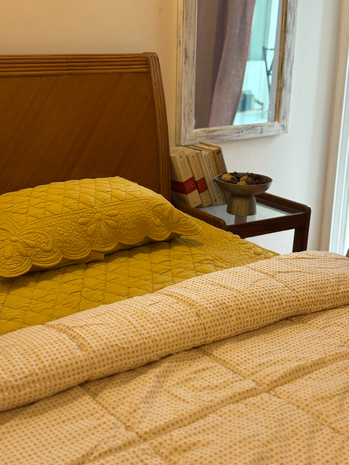 Meher - Trapunto Quilt - Yellow