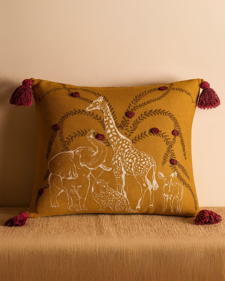 Vanya - Printed Cushion Cover - Yellow