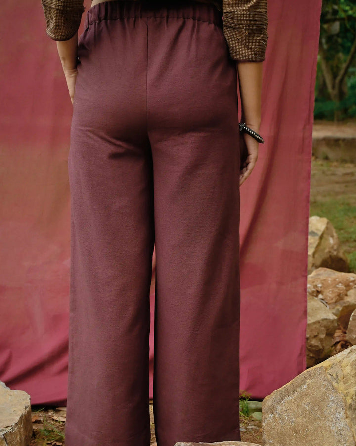 Straight Fit Trousers - Maroon