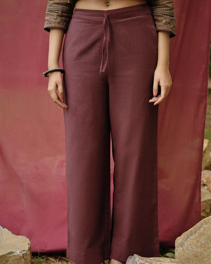 Straight Fit Trousers - Maroon
