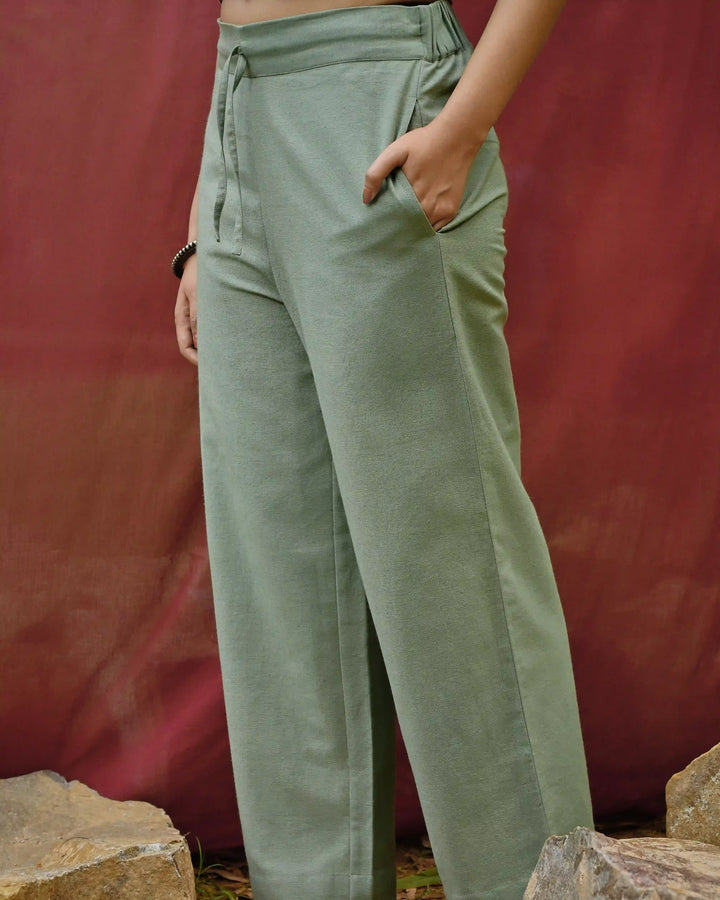 Straight Fit Trousers - Teal