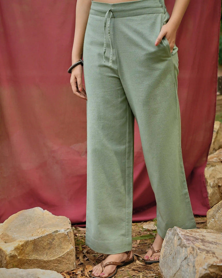 Straight Fit Trousers - Teal
