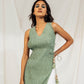 Sage green crinkled asymmetrical tunic