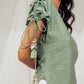 Sage green asymmetrical gather top