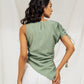 Sage green asymmetrical gather top