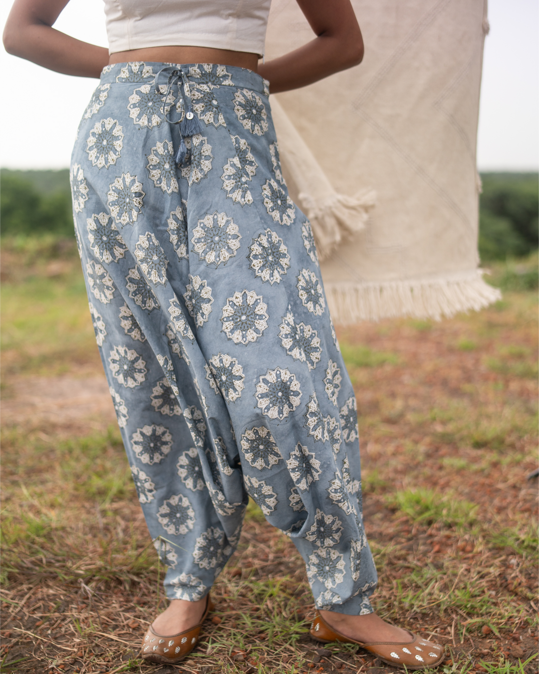 Hand Block Printed Harem Pants Endless Sky1